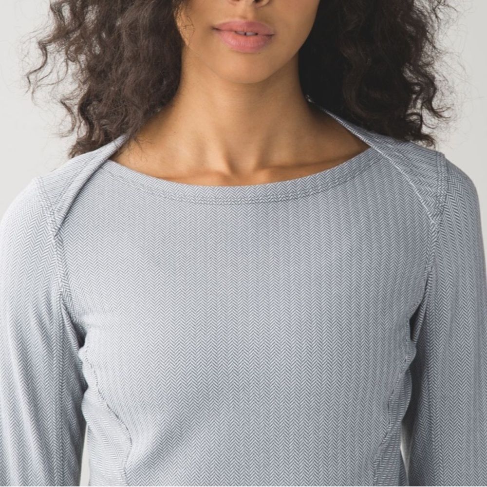 LULULEMON Kanto Catch Me Long Sleeve Top herringbone Size 8 - Picture 7 of 13